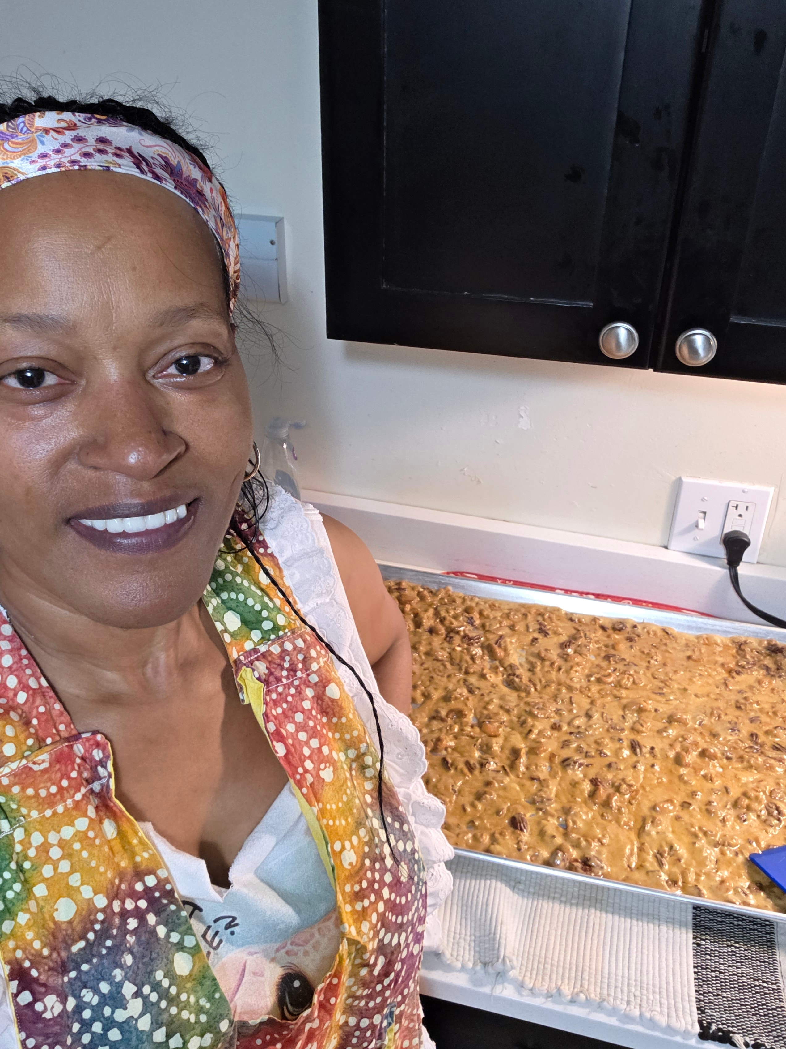 Treena Brittle making brittle in the kitchen